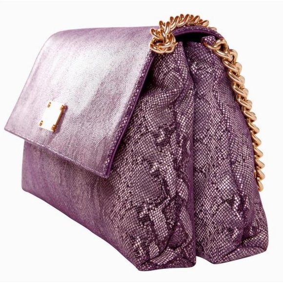 Sitan Purple Print Large Flap Shoulder Bag - Picture 4 of 4